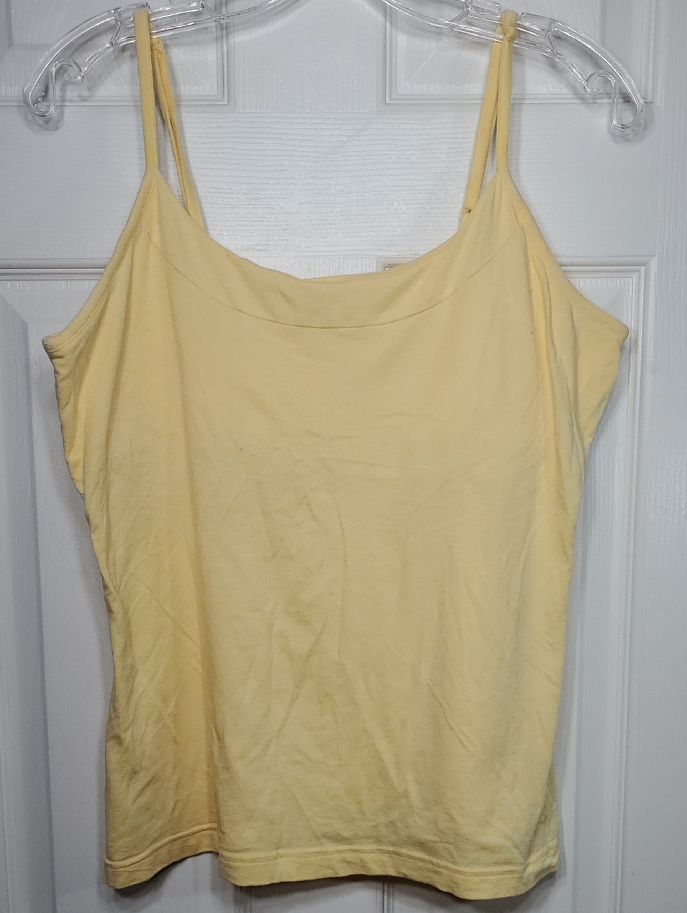 Pale Yellow Adjustable Spaghetti Straps Tank Top Layering Women's Size Large